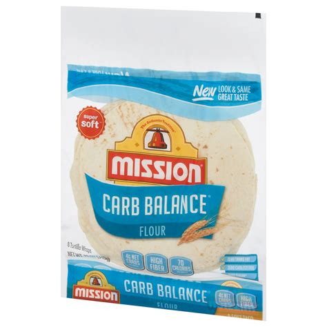 Mission Carb Balance Tortilla Wraps Flour Front Right Elevated