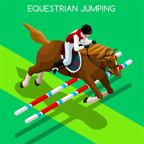 Olympics Equestrian Eventing Summer Games Icon Set3d Isometric Jockey