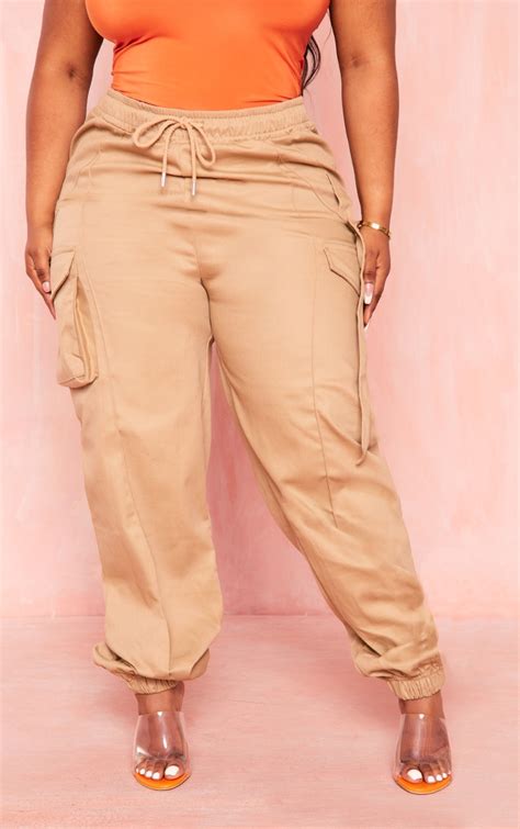 Plus Stone Cargo Track Pants Plus Size Prettylittlething Aus