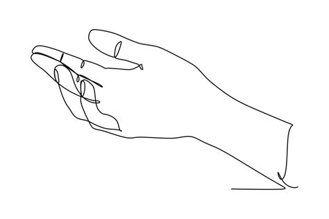 Continuous one line drawing of open palm. Sign or symbol of love, hope ...