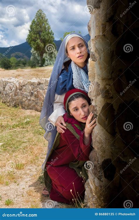 Mary And Mary Magdalene Looking Into The Empty Tomb Royalty-Free Stock ...