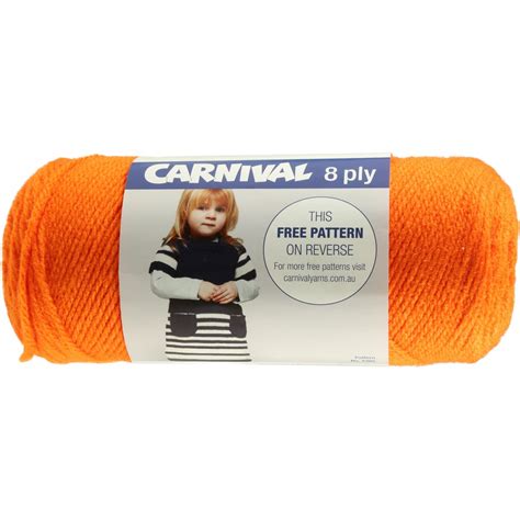 Carnival 8 Ply 271 Metre Acrylic Yarn 100g 113 Orange Big W