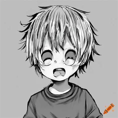 Sketch Of A Cute Anime Kid Laughing Uncontrollably