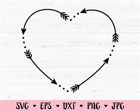 Arrow Heart Svg Cut File Heart Arrow Monogram Frame Cutting Etsy