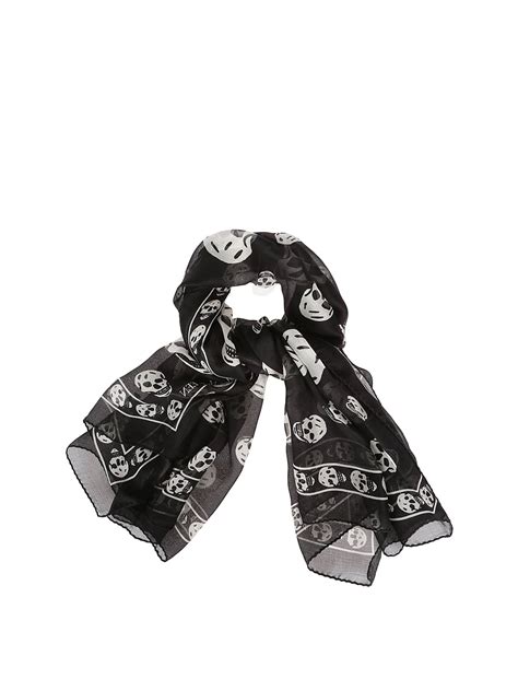 Scarves Alexander Mcqueen Skull Print Silk Scarf 5577174Q0601078