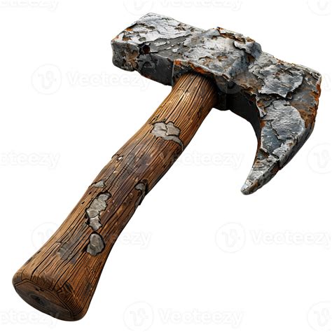 AI Generated Old Rusty Axe PNG Pick Axe Top View Isolated Pick Axe