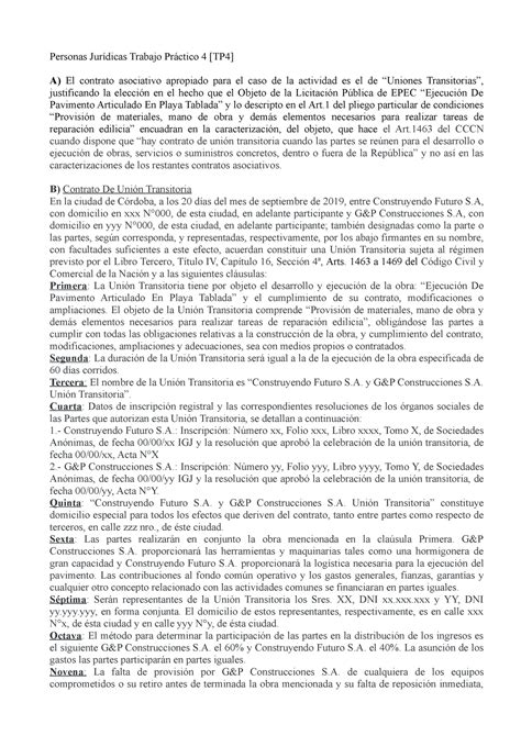 Trabajo Pr Ctico Tp Persona Juridica Personas Jur Dicas Trabajo