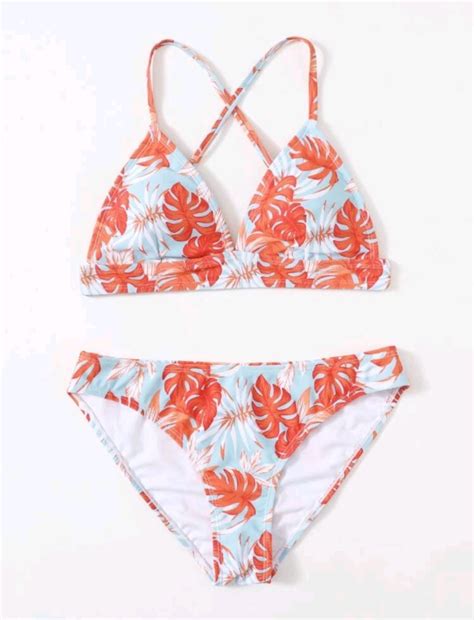 Tropical 2 Piece Bikini Swimsuit Women S Fashion Swimwear Bikinis Swimsuits On Carousell