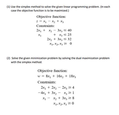 Solved Use The Simplex Method To Solve The Given Linear