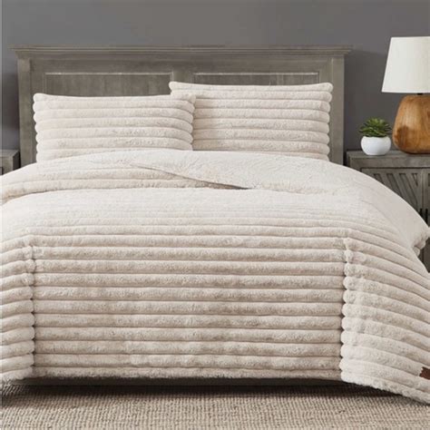 Frye Bedding Frye 3 Piece Channel Stitch Faux Fur Comforter Set