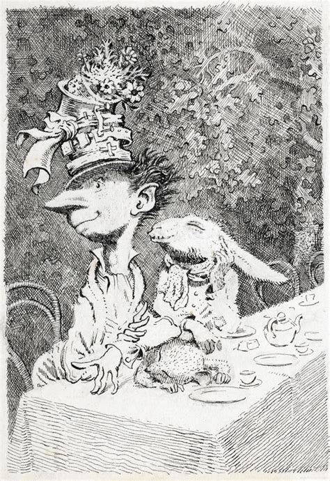 Mervyn Peake Illustration Of The Mad Hatters Tea Party For Lewis