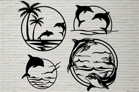 Dolphin Scene SVG Dolphin Cut File For Laser Dxf For Plasma Etsy