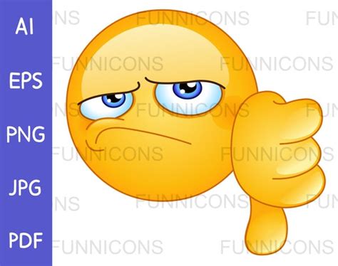 Clipart Cartoon of an Unsatisfied Emoji Emoticon Showing Thumb | Etsy