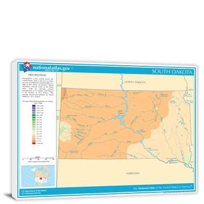 South Dakota-Annual Precipitation Map, 2022 - Canvas Wrap