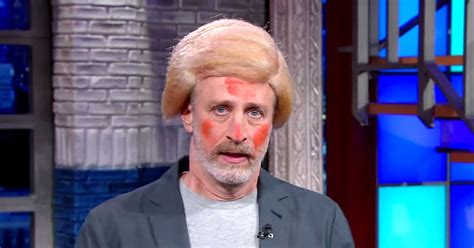 Jon Stewart Impersonates Donald Trump With Wig Cheetos Dust Makeup