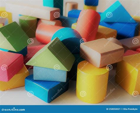 Wooden toy blocks stock image. Image of colorful, preschool - 258050021