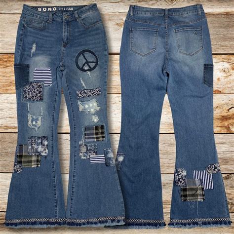 Patchwork Jeans For Women Etsy