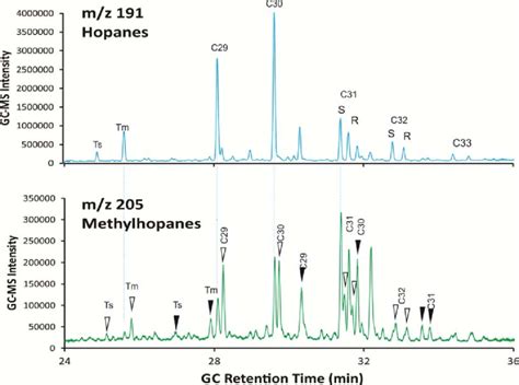 Mass Chromatograms M Z And Showing The Distribution Of Hopanes