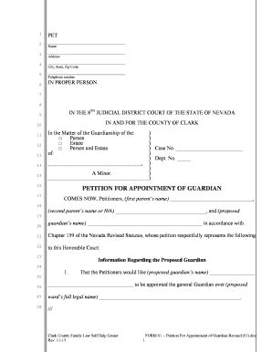 Fillable Online Clarkcountycourts Clark County Petition For Appointment