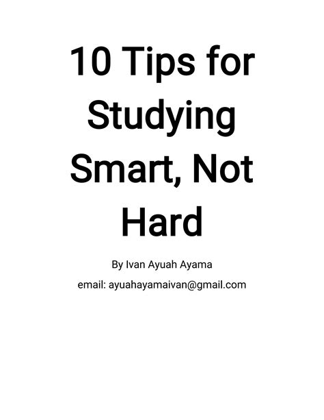 Solution 10 Tips For Studying Smart Not Hard Studypool