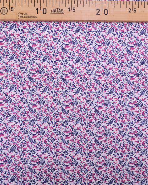 Tissu Coton Feuillage Allover Rose Et Bleu Oeko Tex Mercerine