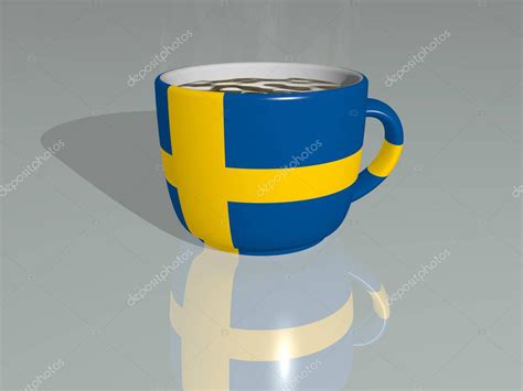 Suecia Colocada En Una Taza De Caf Caliente En Una Ilustraci N D