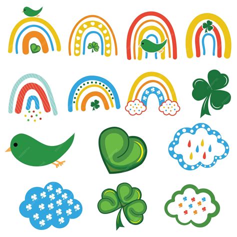 Premium Vector | Perfect st patrick's day rainbow clipart set