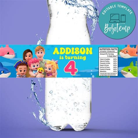 Bebefinn Birthday Water Bottle Label Template Bobotemp