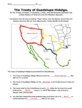 Treaty of Guadalupe-Hidalgo (1848) / Mexican Cession Map / Mexican ...