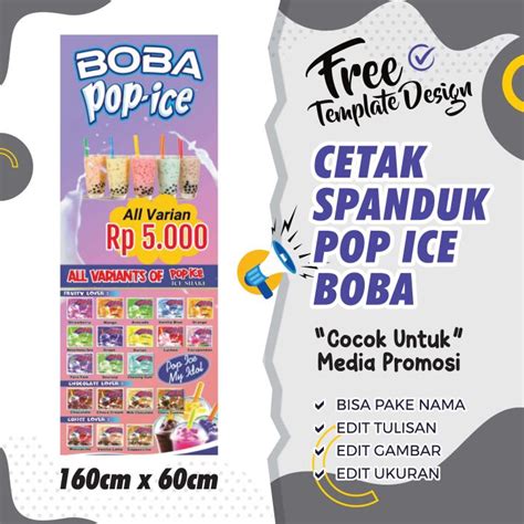 Cetak Spanduk Pop Ice Boba Ukuran X Cm Berdiri Lazada Indonesia