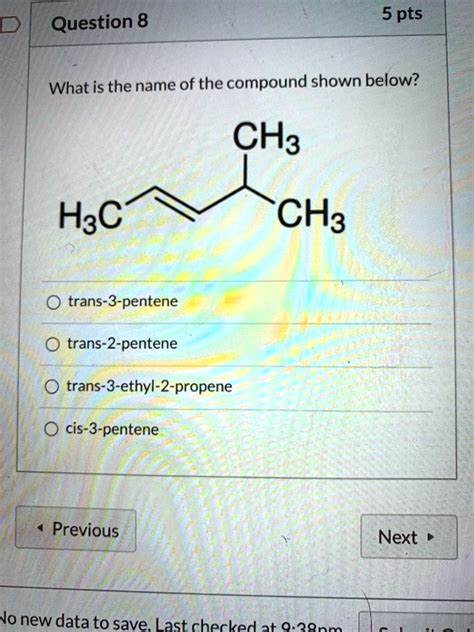 Solved What Is The Name Of The Compound Shown Below Ch3 H3c Ch3 Trans