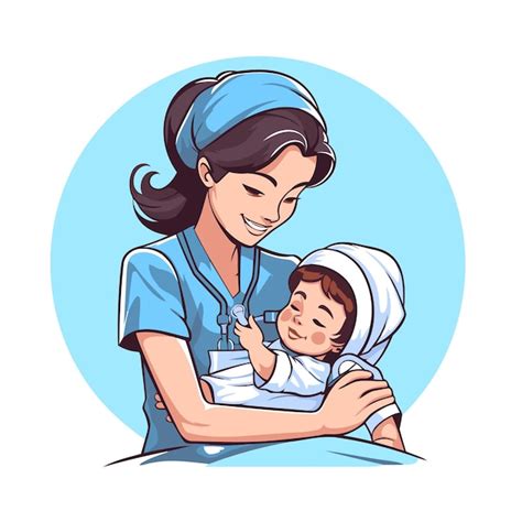 Premium Vector | Nurse with a newborn baby Vector illustration in ...