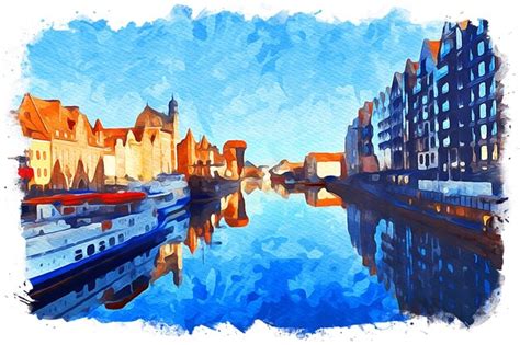 Premium Photo Gdansk Poland Beautiful Watercolor Landscape