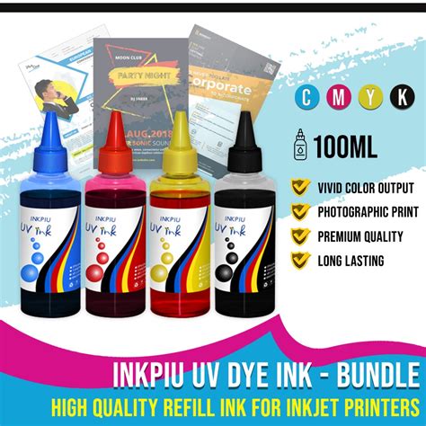 INKPIU Premium UV Dye Ink Refill 100ML Color Bundle Shopee