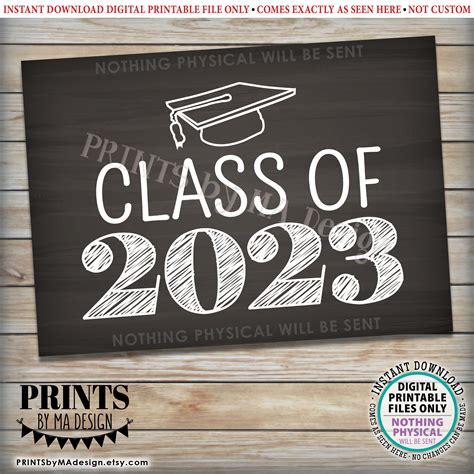 Class Of 2023 Sign High School Graduation Party Decorations ‘23 College Graduate Printable