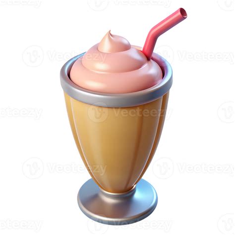 Ice Cream Sundae With Straw 45944836 Png