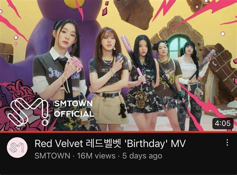 Red Velvet Crave On Twitter Birthday Mv Has Surpassed 16 Million Views On Youtube 🎉🎉🎉 🎶