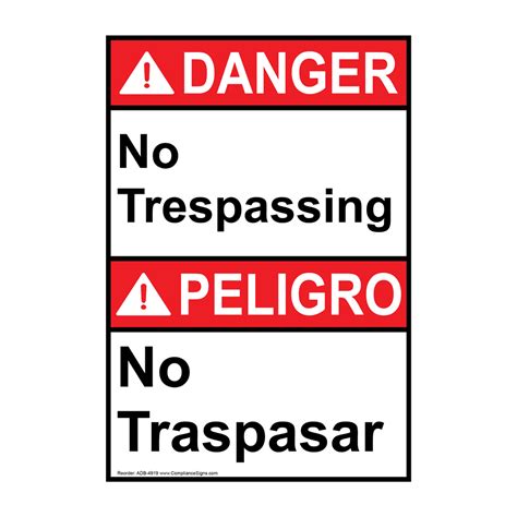 Ansi Danger No Trespassing Sign Adb 4919 No Soliciting Trespass