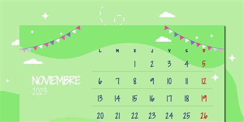 📆 Calendario Noviembre 2023 PDF GRATIS para imprimir