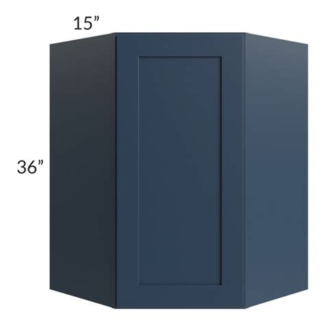 Midtown Blue Shaker 27x36 Diagonal Corner Wall Cabinet The RTA Store