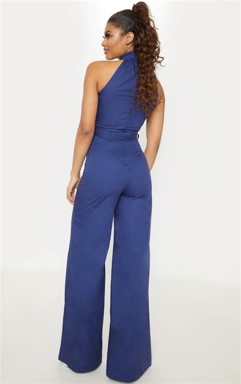 Tall Navy Woven Jumpsuit Tall Prettylittlething