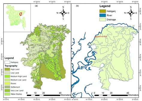 Geomorphology of the Habiganj district. (a) Physiographic map of ...