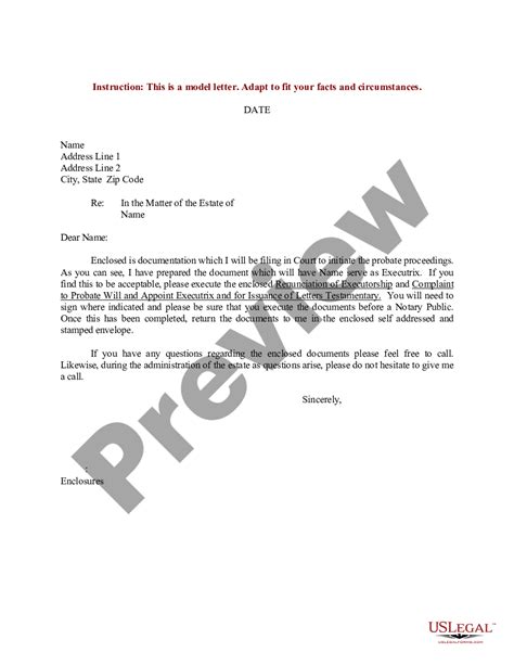 Sample Letter For Initiate Probate Proceedings Regarding Estate