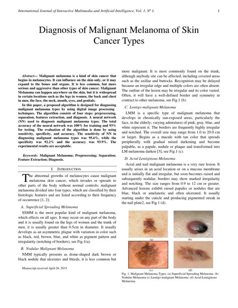 Pdf Early Detection And Classification Of Melanoma Skin Cancer