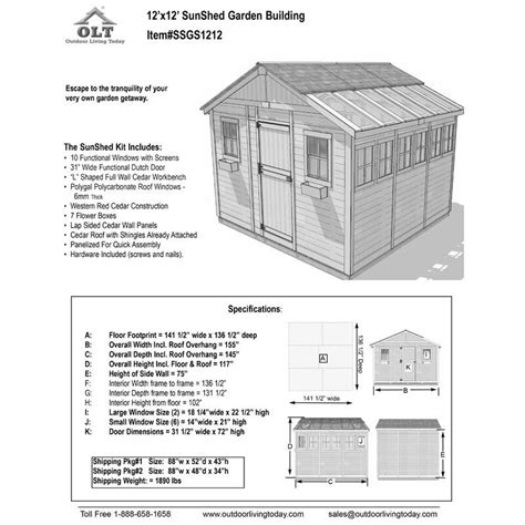 12 ft. W x 12 ft. D Cedar Wood Sunshed Garden Shed | Backyard storage sheds, Garden shed, Wooden ...