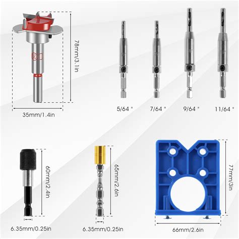 Hinge Drilling Jig Kit 35mm Concealed Hinge Drilling Guide Adjustable