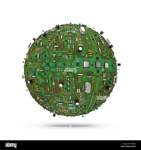 D Render Of Sphere Covered With Computer Circuit Board Stock Photo Alamy