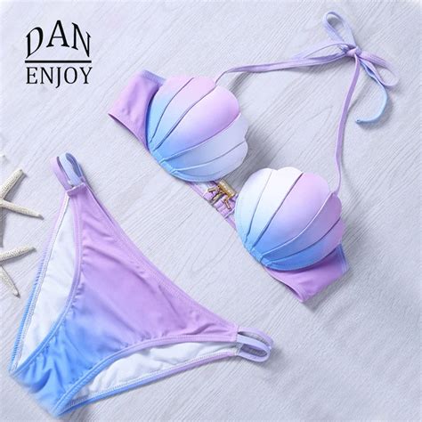 2018 Sexy Bikini Classic Shell Bikinis Set Swimwear Women Swimsuit Push