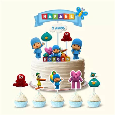 Topo De Bolo Pocoyo Personalizado Nome Topper Docinho