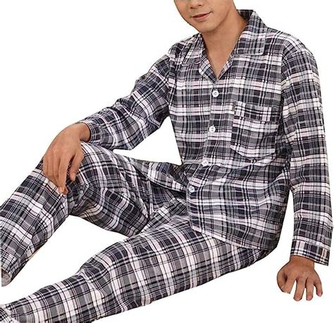 Men S Herren Pyjama Modern Set Classic Kariert Pyjamahose Und